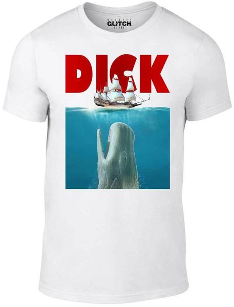

men's dick t-shirt - funny movie parody film moby whale jaws paws poster shark 2019 new brand men short sleeve casual t-shirt