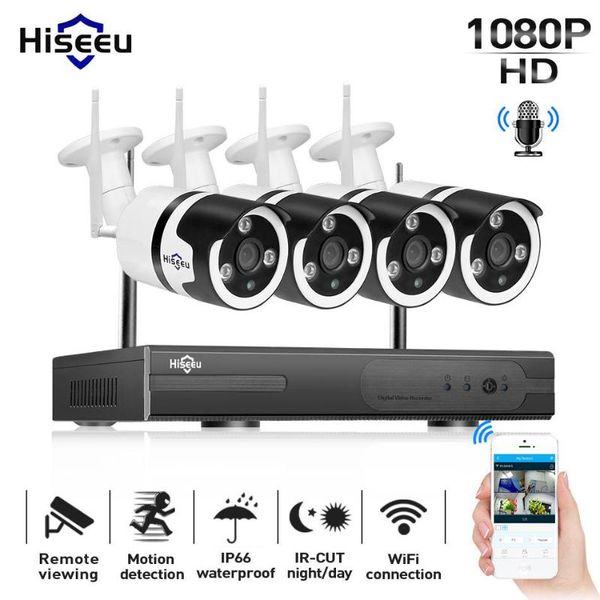 

systems hiseeu 1080p wireless cctv camera system 4ch 2mp audio ip waterproof network security video surveillance kit wifi