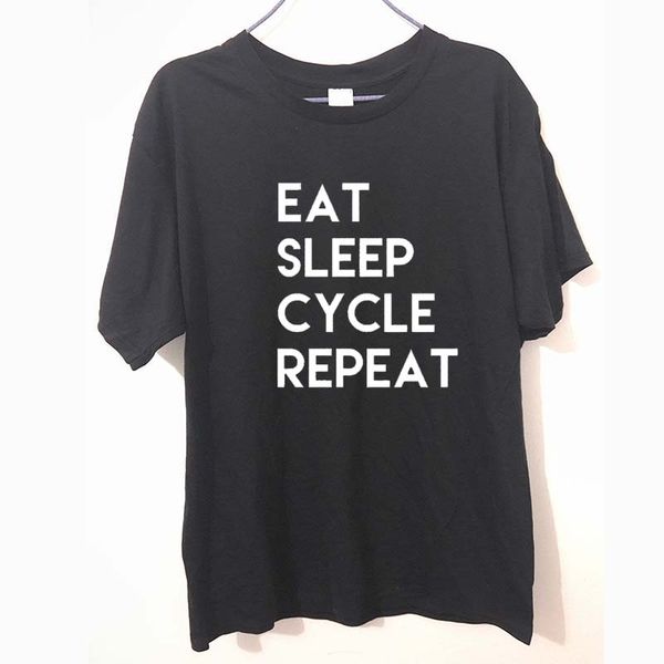 

fashion men eat sleep cycle repeat letters print cotton casual shirt white tee big size hipster latest drop ship