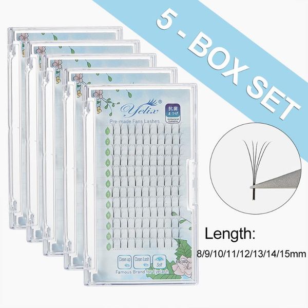 

false eyelashes yelix 5 boxes premade volume eyelash extensions faxu mink 3d 5d 6d pre-made fans individual lashes cluster