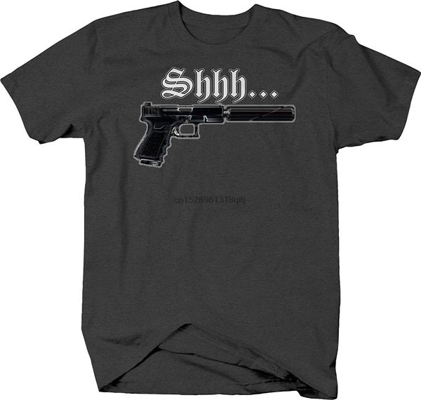 

shh silencer pistol funny gun t shirt for men(1
