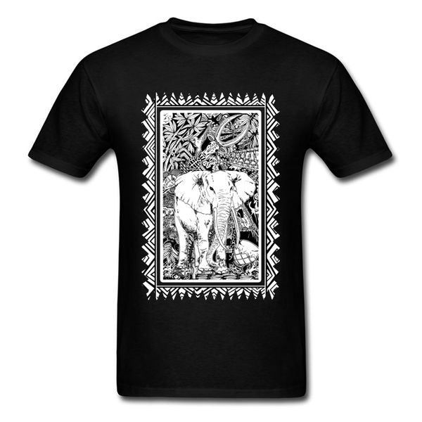 

elephant african tribal art o neck t-shirts valentine day crazy t shirt short sleeve funny pure cotton tee shirts student