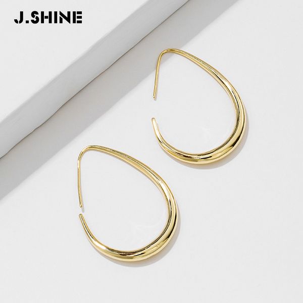 

jshine new fashion brand copper charm arc-shape metal hoop earrings minimalist punk statement pendientes mujer moda 2020, Golden;silver