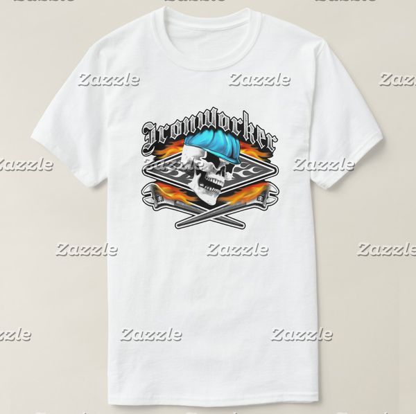 

2019 printed men t shirt cotton short sleeve ironworker skull and flaming crossed wrenches t-shirt women tshirt