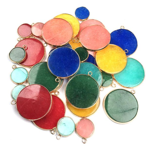 

half-piece green agates pendant reiki healing natural stone amulet diy jewelry natural stone charms size 30x35mm, Bronze;silver