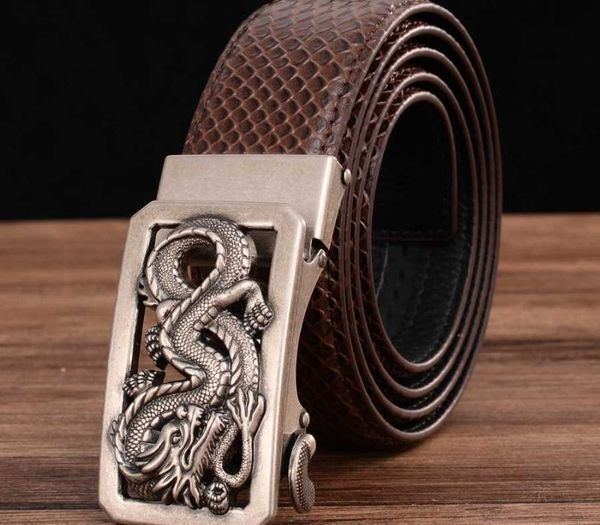 

vintage buckle men's belt ratchet dress belt with automatic buckle casual leather cowhide leather for men, Black;brown