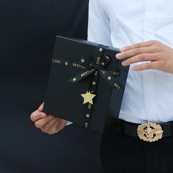 

1set classic bowknot gift box birthday packing box festival present case (black