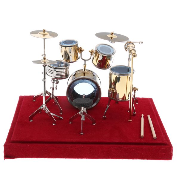 

14 * 10 * 10 см миниатюрного медного drum set музыкального инструмента модель dollhouse главного показать украшения