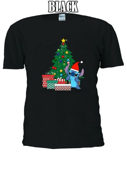

stitch with santa hat christmas gift t-shirt men women v112