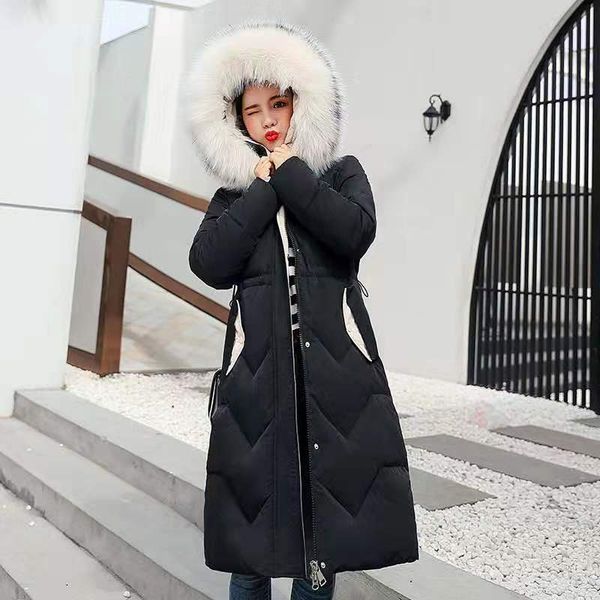 

women's down & parkas winter jacket women 2021 korean mid-length coat cotton fashion thicker loose woman tyjtjy, Black