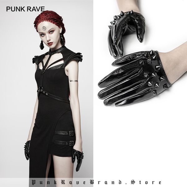 

punk rave women' punk half palm rivet glovers personality handsome pu leather locomotive party club women glovers accessories, Blue;gray