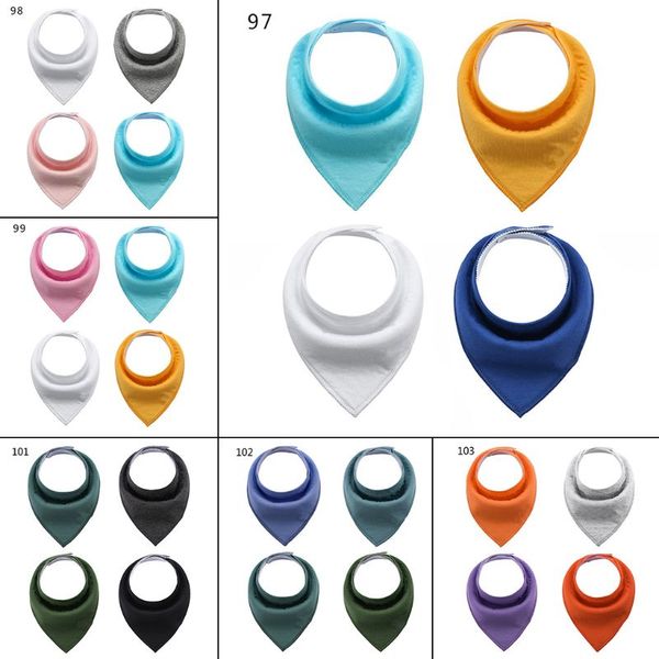 

4 pcs newborn baby cotton bibs infant solid color burp cloths kids saliva towel a2ub, Slivery;white