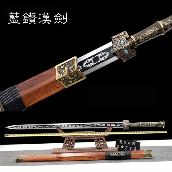 

blue diamond han sword with metal handle longquan town house sword genuine collection one sword cold weapon not edged