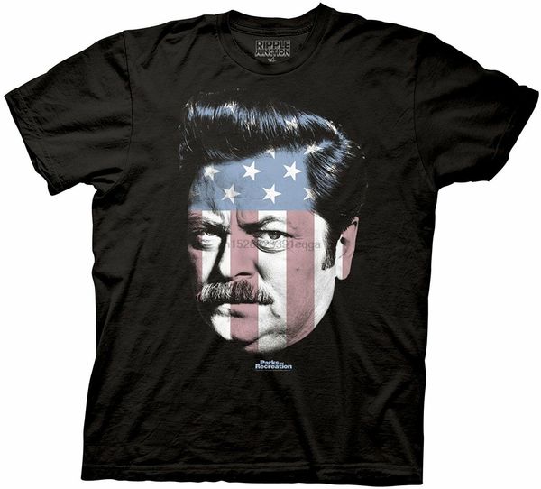 

parks and rec ron swanson stars stripes mens brand t-shirt men fashion o neck selling natural shirt t-shirt
