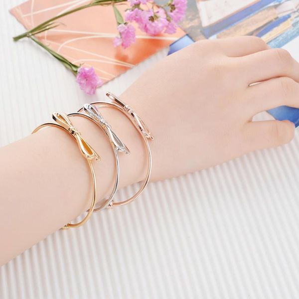 

3 pieces adjustable bowknot charm bracelet for women party gift, Golden;silver