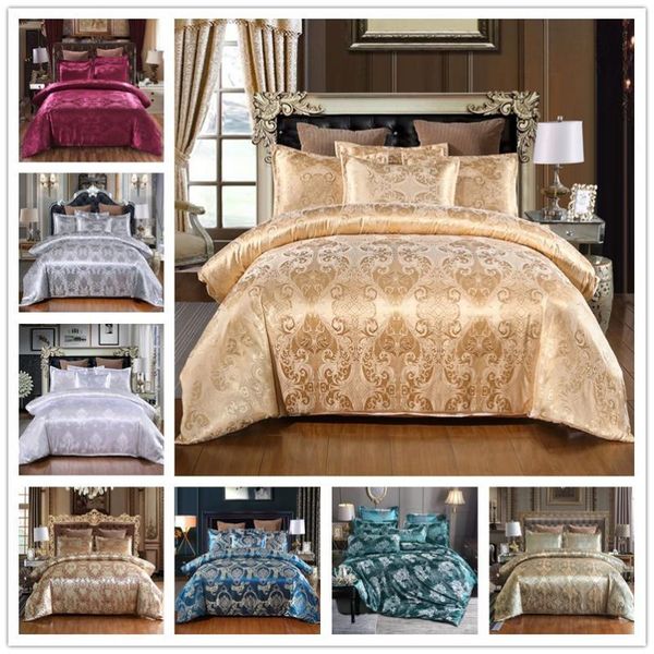 

bedding sets satin jacquard set luxury solid european style 3 pieces duvet cover pillowcases for  king bed size