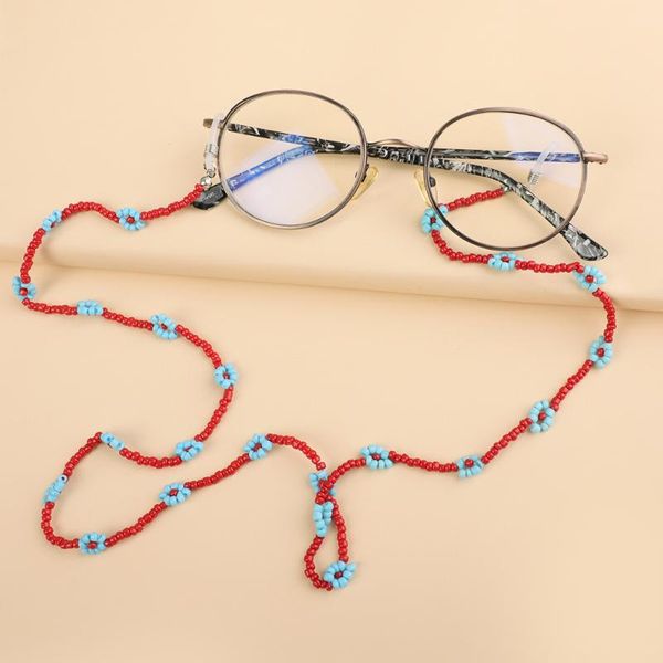

2020 chic summer bohemian handmade rice beads woven flower eyeglasses chain fashion women glasses strap chain holder jewelry, Silver