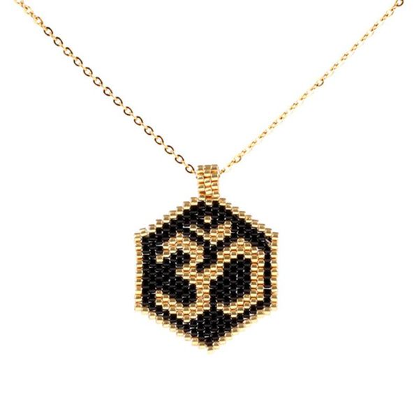 

trendy muyiki glassbeads women necklace india yoga symbol handmade stainless steel choker necklaces charm female jewelry bijoux, Silver