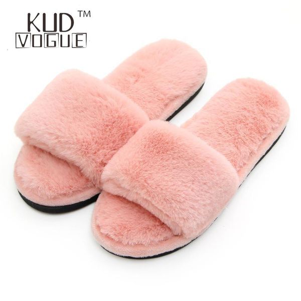 

woman's fur fluffy furry fuzzy slipper flip flop open toe plush cozy house sandal soft winter flat anti-slip spa indoor shoes 79, Black