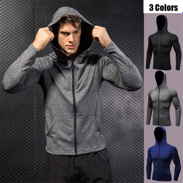 

sports jacket fitness running training long-sleeved zip casual hoodie quick-drying coat for men sportswear gym clothes, Black;red