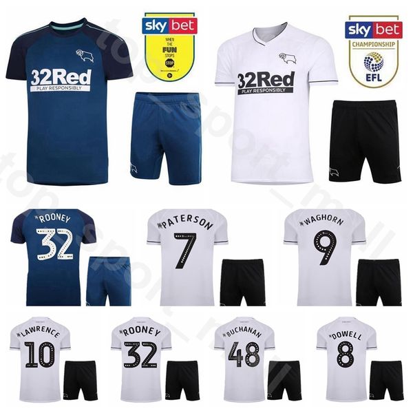 

20 21 derby county soccer 10 tom lawrence jersey set 9 martyn waghorn 20 jayden bogle 17 louie sibley forsyth football shirt kits, Black