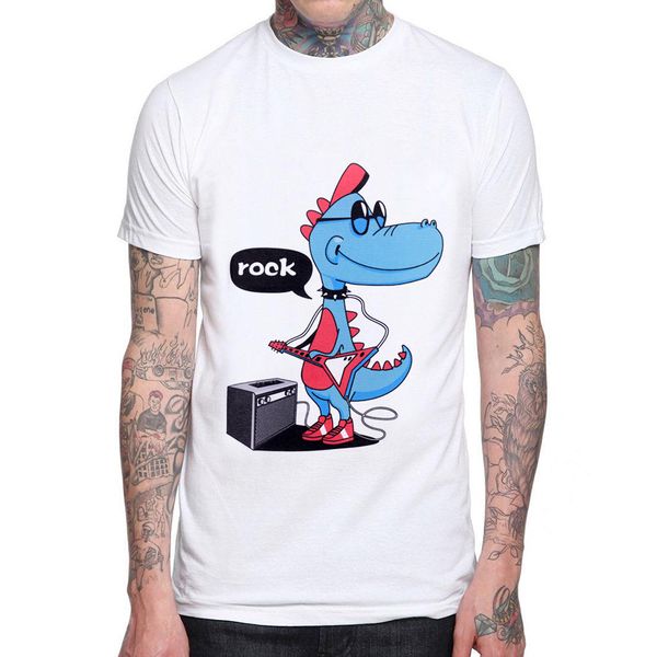 

2019 new summer men's tshirts rock dinosaur design o-neck short sleeves mens t-shirt cartoon print white men tee shirts camiseta