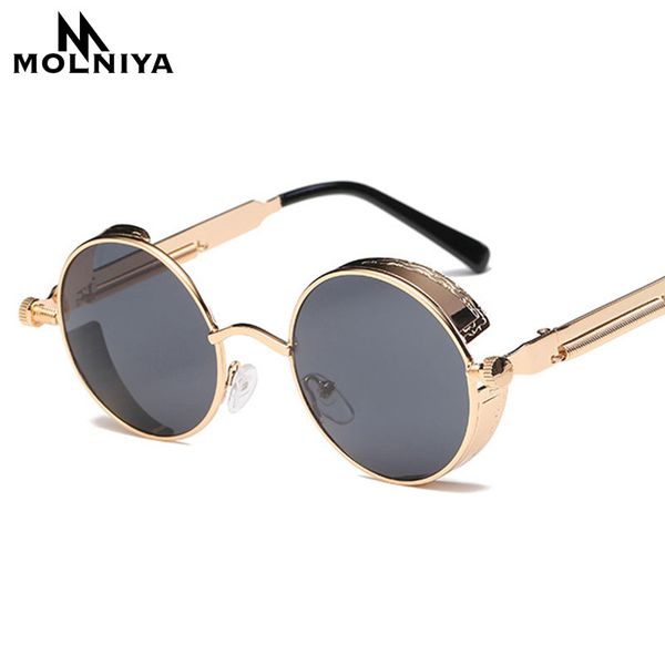 

sunglasses metal round steampunk men women fashion glasses brand designer retro frame vintage uv400, White;black