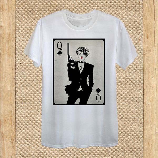 

ace queen art t-shirt design gun poker высокого качества 100% хлопок унисекс женщины harajuku смешной tee shirt