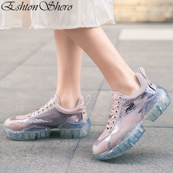 

eshtonshero women pumps shoes woman platform cow leather low heels lace up silver classic bling ladies wedding shoes size 3-8, Black