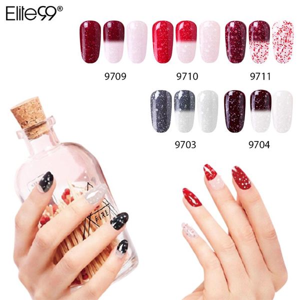 

nail gel elite99 10ml snowy thermal temperature polish color-changing soak off uv led hybrid lacquer stamping glue, Red;pink
