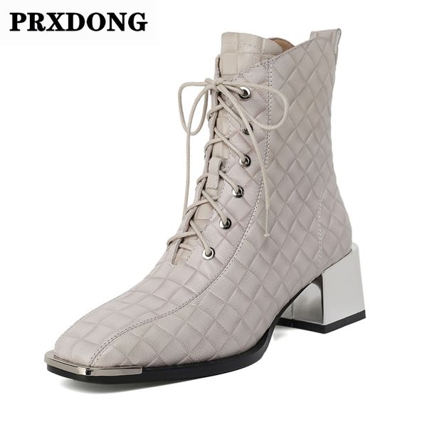 

elegant cross tied genuine letaher women ankle boots square toe thick heels pumps autumn winter party casual shoes woman boots, Black