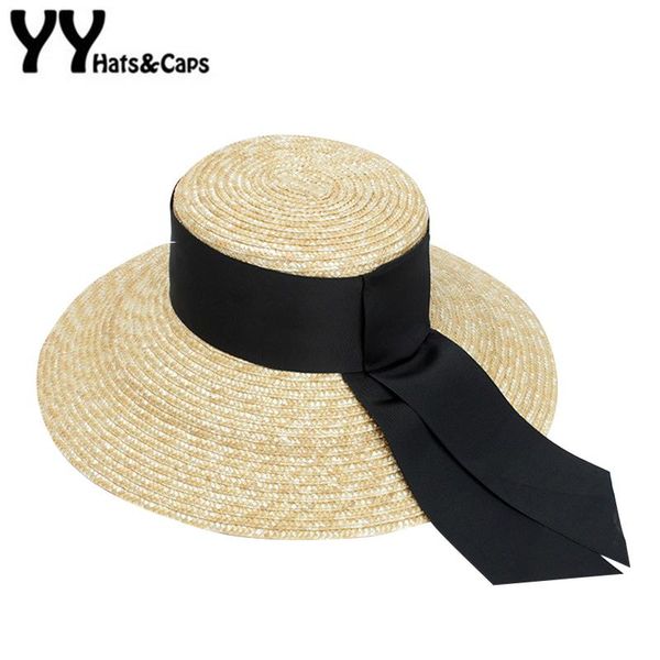 

Fashion Summer Hat Women Super Wide Black Ribbon Straw Caps Sun Visor Hats Beach Sunhats With 13cm Wide Brim Lady Retro Yy18062 Y19052004