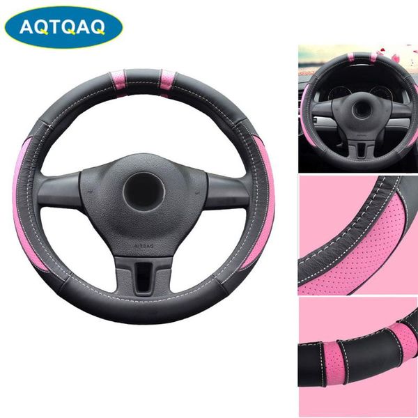 

1pcs universal genuine leather car steering wheel covers, 14.2-15.7 inch breathable anti-slip auto car steering wheel cover
