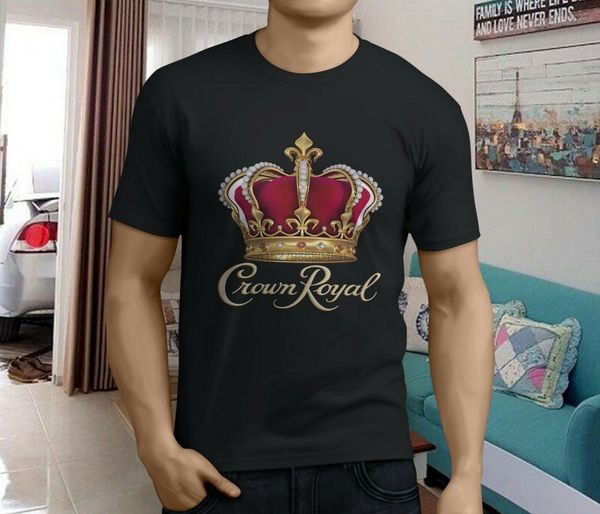 

новый популярный канадский виски crown royal blackwhite mens black t-shirt s-3xl