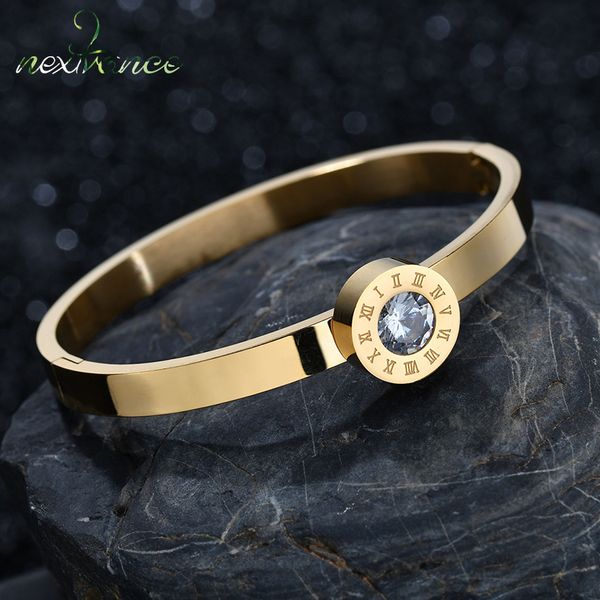 

nextvance interchange cz stone pendant bangle number letter round bracelets bangles for creative birthday gift pulseira feminina, Black