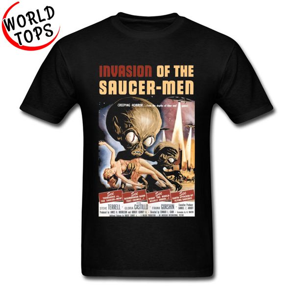 

invasion of the saucer men ufo alien t shirt vintage old film poster graphic custom tshirts for men fashion print new top