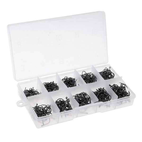 

500pcs 10 размер ассорти рыболовные крючки осьминог рыболовный крючок круг колючая крюк с коробкой