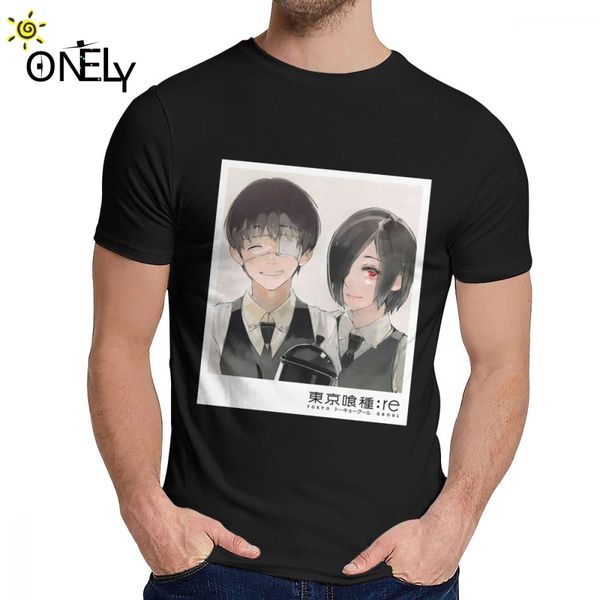 

человек o-шея японского аниме tokyo вурдалак kaneki кен футболка vintage for men pure cotton top tee s-6xl