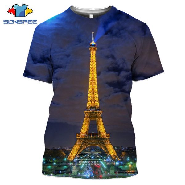 

eiffel tower landscape 3d print shirts humor graphic oversized men clothing