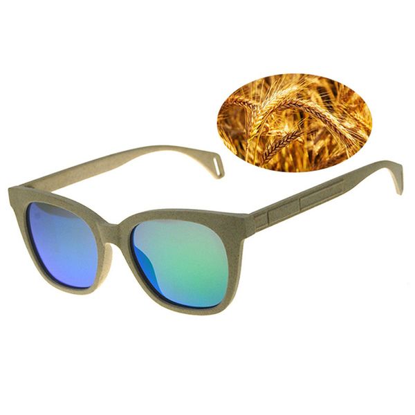 

dropshipping 2020 fashion women green lens sun glasses vintage eco degradable wheat straw sunglasses, White;black