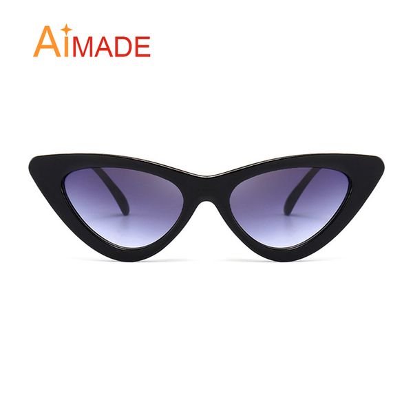 

sunglasses aimade 2021 fashion clear lens small cat eye women vintage black white triangle cateye sun glasses for female uv400, White;black