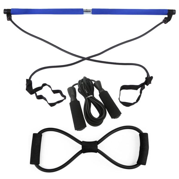 

pilates bar kit muscle toning bar with 8 shaped resistance bands 2.8m adjustable jump rope sport home gym exercise fitness body