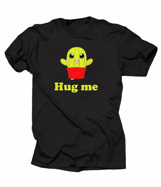 

смешные t-shirt hug me cactus tee shirt summer o-образный вырез топы футболочки
