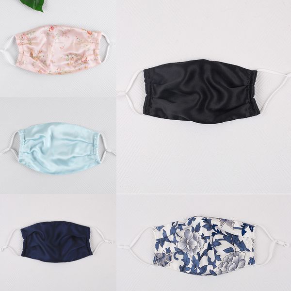 

print silk fashion mask face floral dustproof sun-resistant masks women summer thin mouth 5lt4