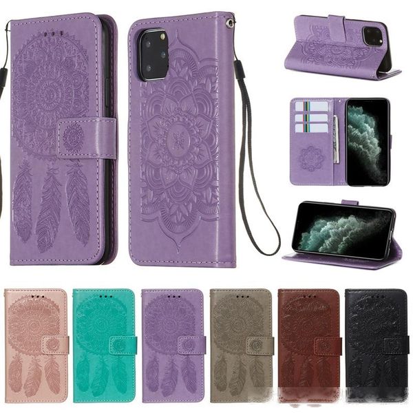 

imprint dreamcatcher fashion flip wallet leather cover case for iphone 11 pro max xr xs max 6 7 8 plus