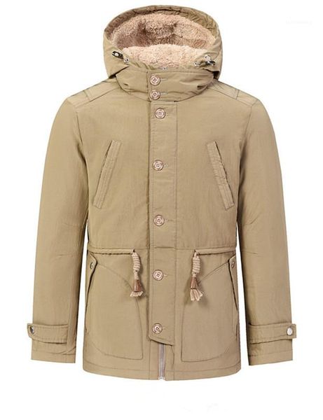 

thick long sleeve solid color hooded coats with zipper fashion fleece warm man outerwear mens winter jackets, Black;brown
