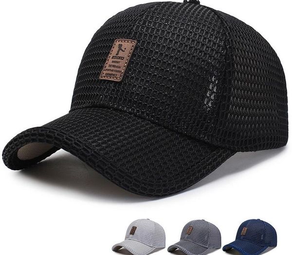 

new mesh baseball hat adjustable cotton breathable comfortable sunshade sun hat snapback caps, Blue;gray