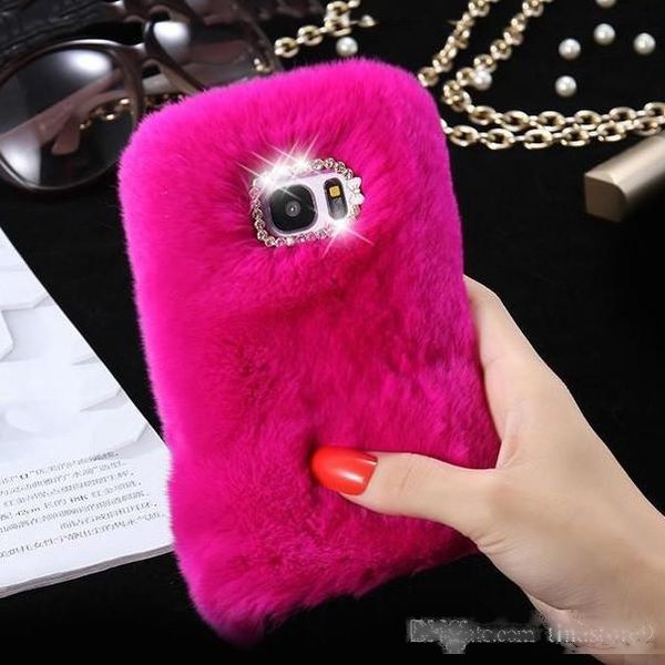 

tina fur fluffy phone case for samsung galaxy s7 edge s10e s9 plus luxury diamond back shell for samsung s10 s8 protective cover