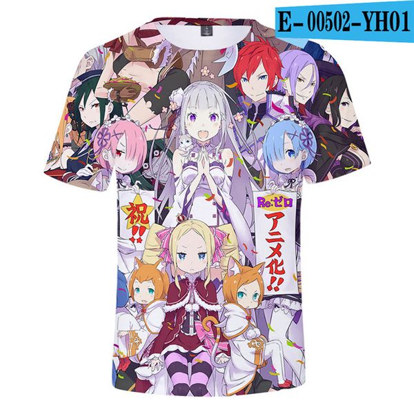 

re zero girls clothing rem and ram japanese anime 3d print shirts funny comics harajuku men clothing