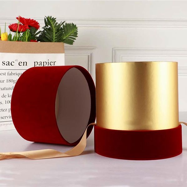 

florist hat boxes red velvet cloth round box candy boxes gift box packaging for gifts christmas flowers gifts living vase